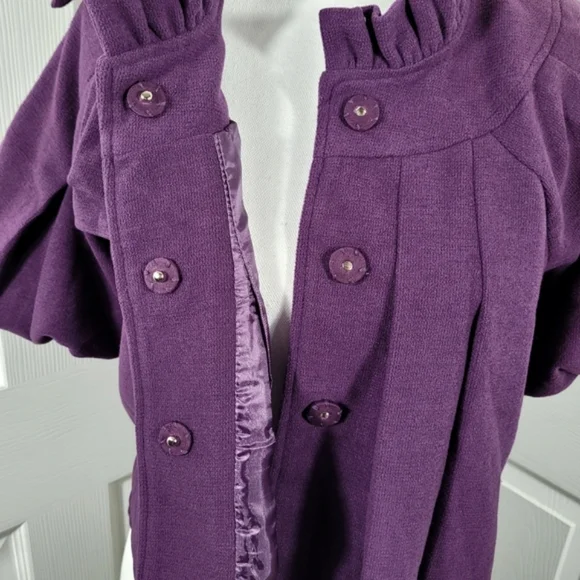 NWT Ryu Swing Coat Jacket in Purple Puff Sleeves & Big Bow Size Medium - Picture 9 of 13